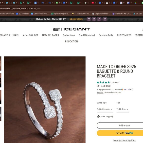 ICEGIANT- Silver S925 Baguette & Round Bracelet - 15ct - Picture 3 of 8